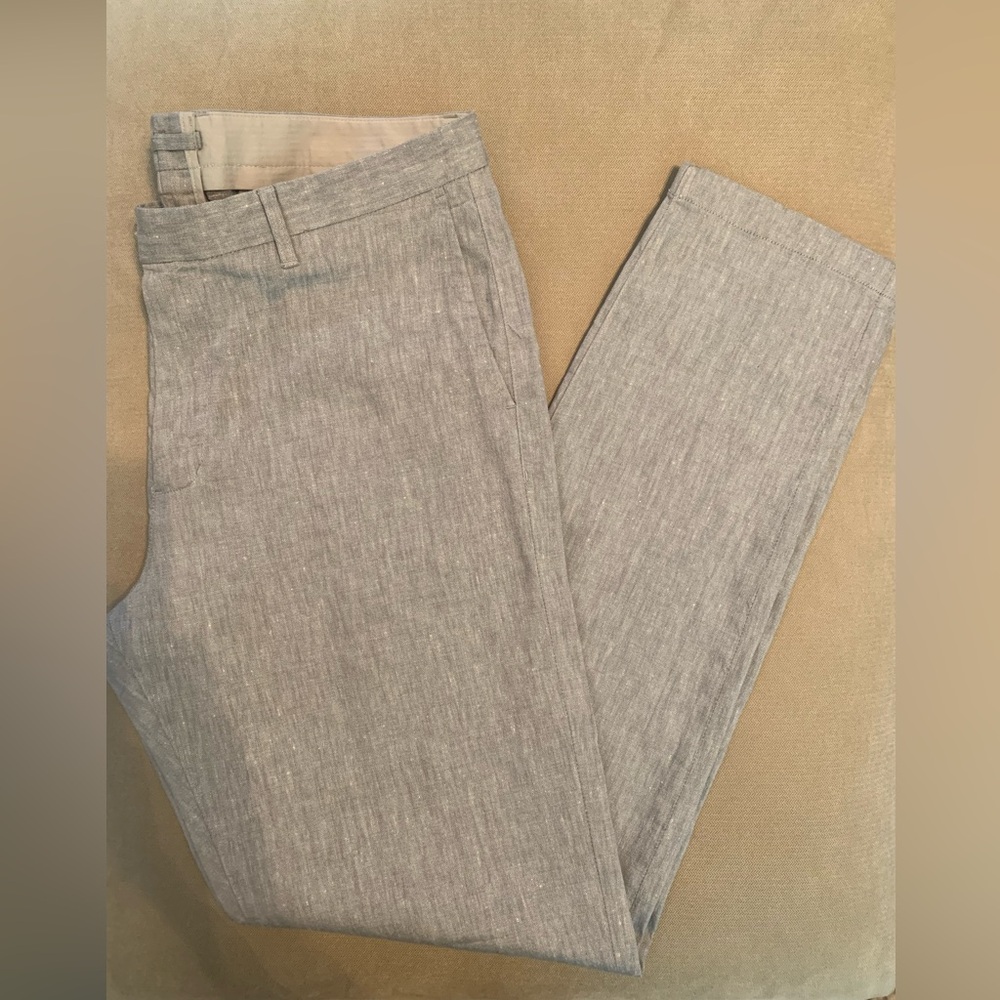Proper Cloth, Men's Light Gray Linen Pants